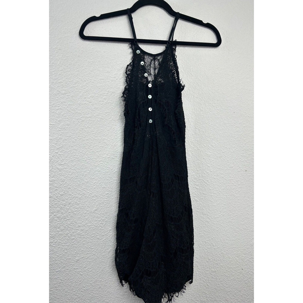 Free People Women's Size XS  She's Got It Slip Black Lace‎ Razor Back Mini Dress